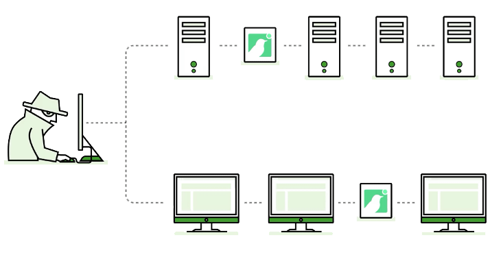 Breach detection solution network of computers and servers