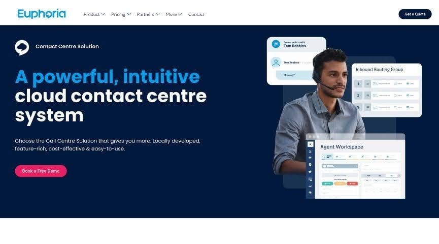 Euphoria Telecom Cloud-Based Call Centre Software landing page