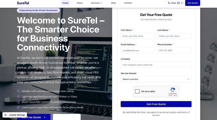 SureTel homepage