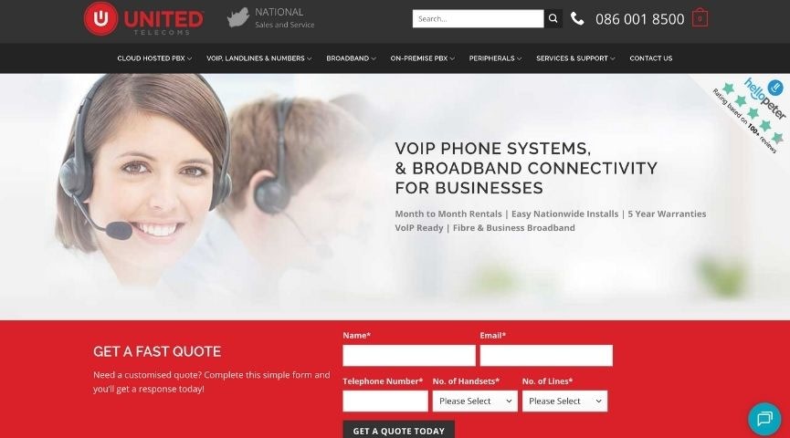 United Telecoms ZA homepage