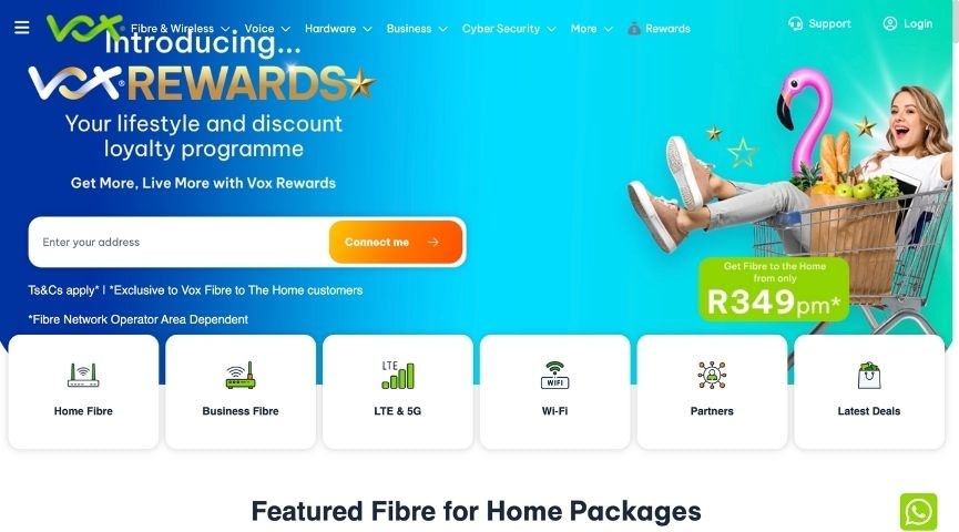 Vox Telecom homepage
