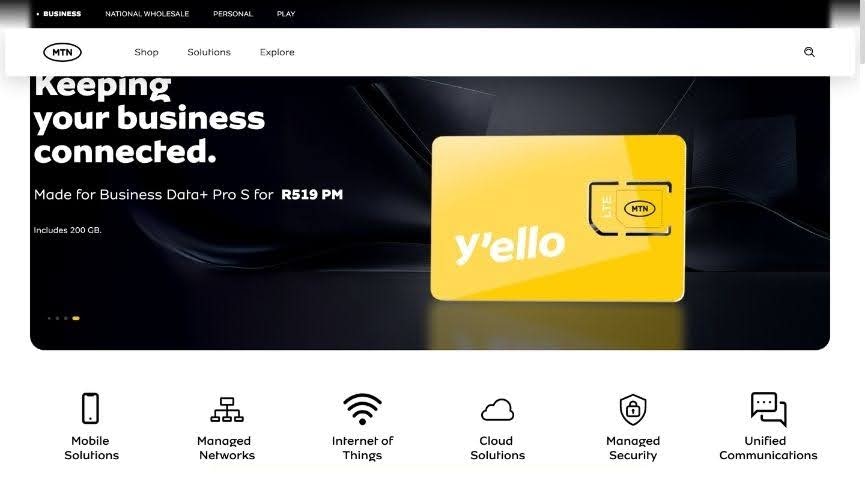 MTN Business homepage