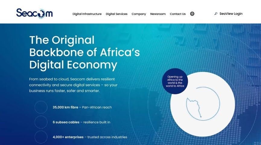 Seacom homepage
