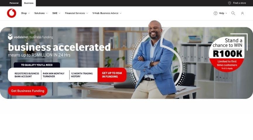 Vodacom Business homepage