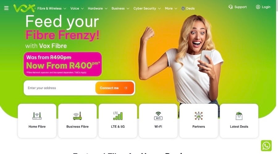 Vox Telecom homepage